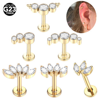 1 τεμ G23 Titanium Ear Tragus Cartilage Helix Daith Piercing Stud Earrings for Women Internal Thread Labret Piercing Lip Ring 16G