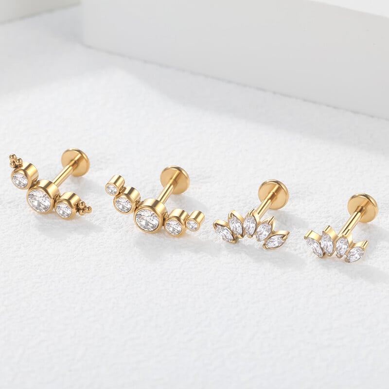 1 τεμ G23 Titanium Ear Tragus Cartilage Helix Daith Piercing Stud Earrings for Women Internal Thread Labret Piercing Lip Ring 16G