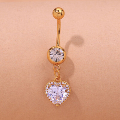 Szexi csípős szív pillangós köldökgyűrűk női arany színű fém fehér strassz köldök köldök köröm testpiercingek ékszerek