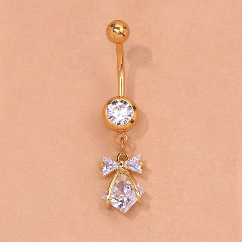 Szexi csípős szív pillangós köldökgyűrűk női arany színű fém fehér strassz köldök köldök köröm testpiercingek ékszerek
