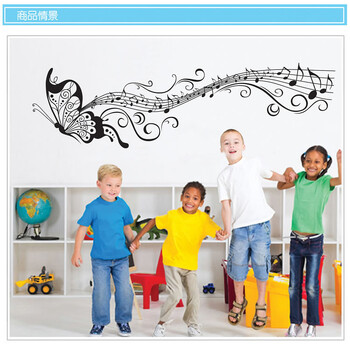 Black Music Butterfly Wall Decor Stave Note Стикери за стена PVC стикери за стена/залепващи винилови декорации за дома за детска стая Подвижни