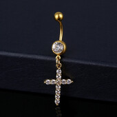 Pandantive cu cruce norocoasă Inele pentru buric pentru femei Bikini de plajă de vară de culoare aurie Zircon alb pentru buric Piercing pentru unghii Bijuterii