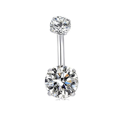 Piercing do pupka s okrúhlym výstrihom 3/4 pazúry pre ženy, ružové zlato, strieborná farba, biela ružová zirkónová farba, krátke nechty do pupka, piercing šperky CZ
