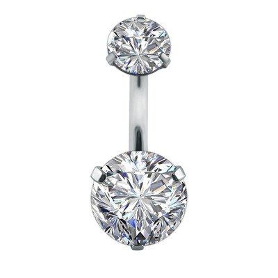Piercing do pupka s okrúhlym výstrihom 3/4 pazúry pre ženy, ružové zlato, strieborná farba, biela ružová zirkónová farba, krátke nechty do pupka, piercing šperky CZ