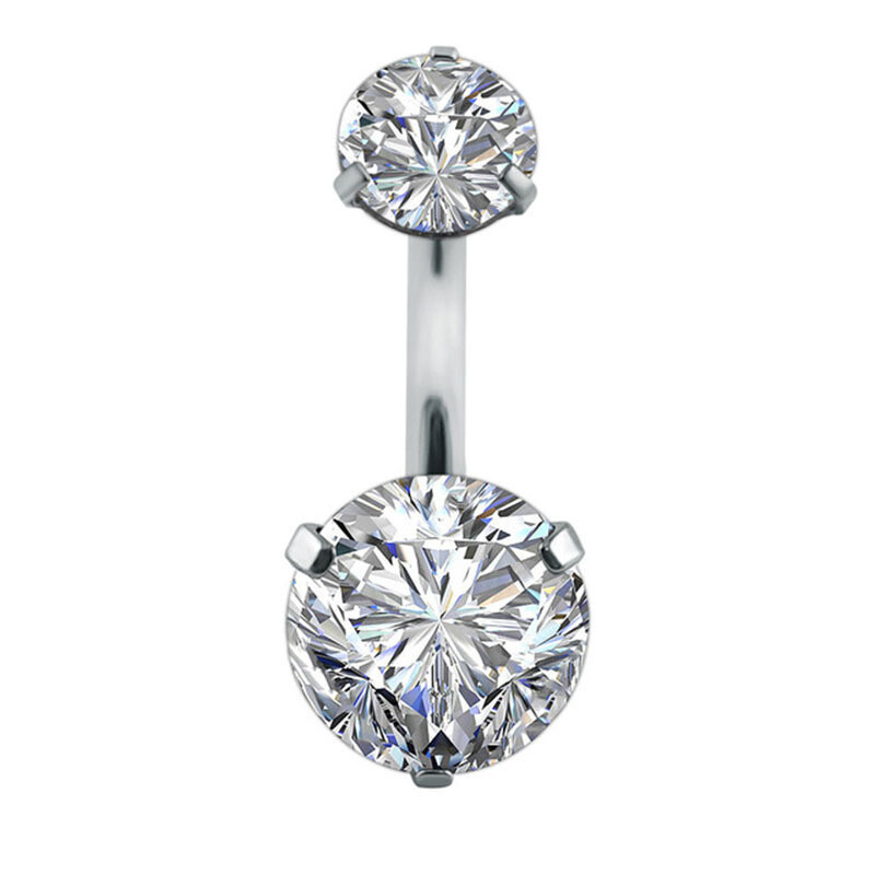 Piercing do pupka s okrúhlym výstrihom 3/4 pazúry pre ženy, ružové zlato, strieborná farba, biela ružová zirkónová farba, krátke nechty do pupka, piercing šperky CZ