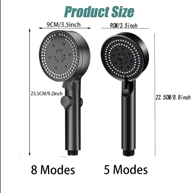 Κεφαλή ντους υψηλής πίεσης Ρυθμιζόμενη 5/8 Λειτουργίες Ενισχυτική κεφαλή ντους Χειροκίνητα Αξεσουάρ ντους μπάνιου με ένα κλειδί