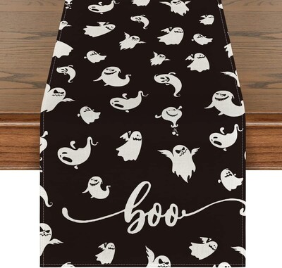 Ágynemű Halloween asztali futó tök pókháló koponya étkezőasztal dekoráció félelmetes asztalborító Halloween vacsora party dekorációhoz