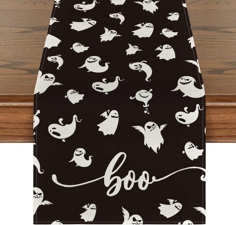Ágynemű Halloween asztali futó tök pókháló koponya étkezőasztal dekoráció félelmetes asztalborító Halloween vacsora party dekorációhoz