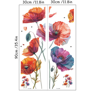 Krāsotas kukurūzas magoņu 3D efekta PVC sienas gleznojuma uzlīmes Mājas noformējums telpām Ziedu tapetes uz durvju sienas