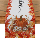 Φθινοπωρινό Small Daisy Plant Pumpkin Runners Τραπεζιού Κομμωτήριο Διακόσμηση τραπεζιού που πλένεται Τραπεζαρία κουζίνας Τραπέζι σαλονιού Runner Διακόσμηση πάρτι