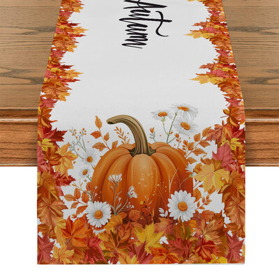 Φθινοπωρινό Small Daisy Plant Pumpkin Runners Τραπεζιού Κομμωτήριο Διακόσμηση τραπεζιού που πλένεται Τραπεζαρία κουζίνας Τραπέζι σαλονιού Runner Διακόσμηση πάρτι