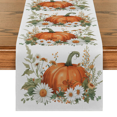 Φθινοπωρινό Small Daisy Plant Pumpkin Runners Τραπεζιού Κομμωτήριο Διακόσμηση τραπεζιού που πλένεται Τραπεζαρία κουζίνας Τραπέζι σαλονιού Runner Διακόσμηση πάρτι