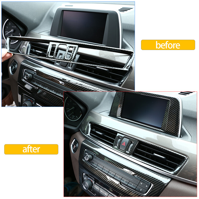 ABS Ανθρακονήματα/Χρώμιο για BMW X1 F48 X2 F47 2016-2021 Κεντρική κονσόλα εξόδου αέρα Πλαισίου Διακοσμητικό Κάλυμμα Εσωτερικού αυτοκινήτου Αξεσουάρ αυτοκινήτου