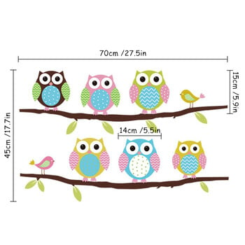 Сладки птици, сови на клона, 3D винилови художествени стенописни стикери Декорация на дома за всекидневна, спалня, анимационни плакати, тапети