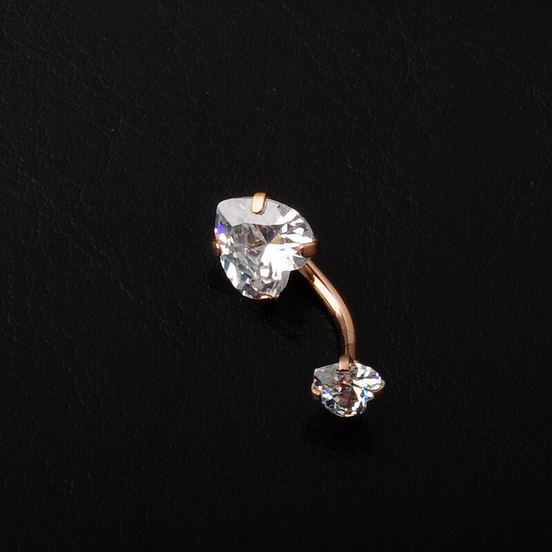 Κλασικά δαχτυλίδια με ομφαλό καρδιάς για γυναίκες Ροζ χρυσό ασημί Χρώμα Λευκό Ζιργκόν Κοντό κοιλιακό νύχι Piercing Body Jewelry CZ