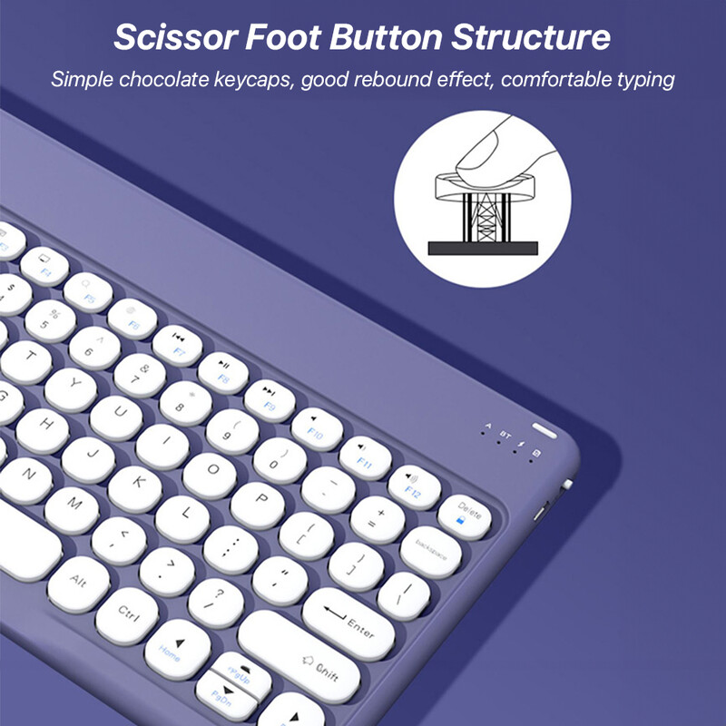 Ασύρματο πληκτρολόγιο για Apple Xiaomi Huawei Samsung Bluetooth ποντίκι για iOS Android Σύστημα Windows Στρογγυλά πλήκτρα Μεγάλη μπαταρία