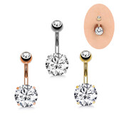 Κλασικά κοντά στρογγυλά κρεμαστά κρεμαστά δαχτυλίδια αφαλού για γυναίκες Ασημί Χρυσό Χρώμα Μπικίνι Λευκό Ζιργκόν Κοσμήματα με καρφιά για τρυπήματα σώματος