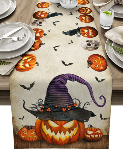 Halloween Horror Pumpkin Bat Table Runner Wedding Party Decorations Покривки Коледна маса Decorations Table Runner