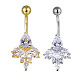 Charm Inele pentru buric cu flori pentru femei Bikini argintiu auriu de culoare alb cu strasuri scurte pentru buric Piercing pentru unghii Bijuterii CZ