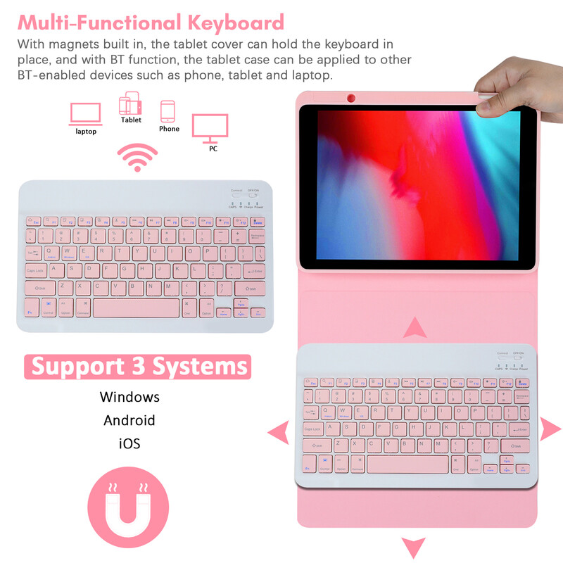 Vezeték nélküli BT billentyűzet USB billentyűzet táblagéphez Kompatibilis iPad Air3 10.5in/ipad Pro 10.5in/iPad 7 10.2in/ipad 8 /iPad 9 10.2in