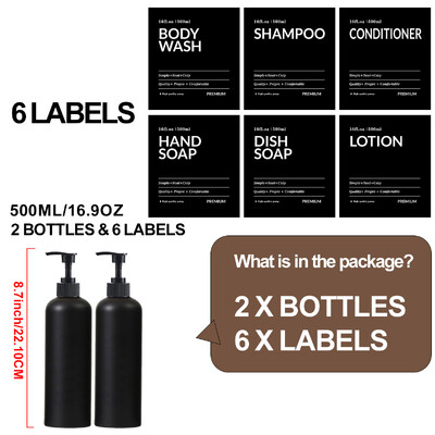 Δοχείο μπάνιου Μπουκάλι για σαπούνι χεριών με αδιάβροχη ετικέτα Press Shampoo Body Wash with Pump Conditioner Δοχείο ντους