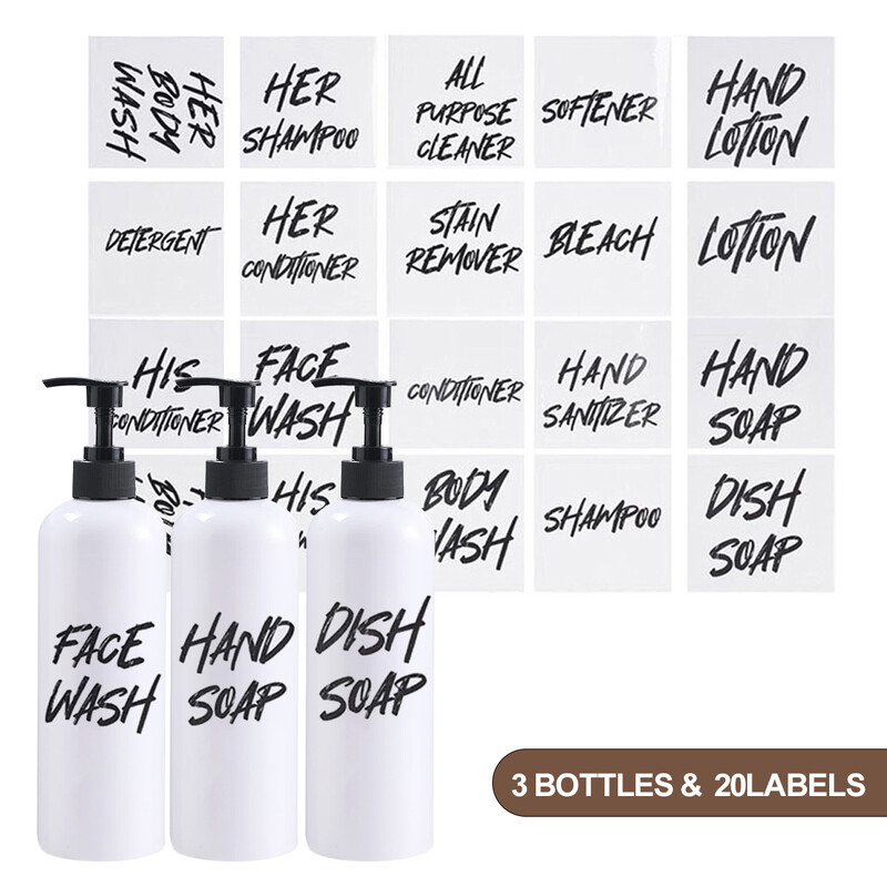 Δοχείο μπάνιου Μπουκάλι για σαπούνι χεριών με αδιάβροχη ετικέτα Press Shampoo Body Wash with Pump Conditioner Δοχείο ντους