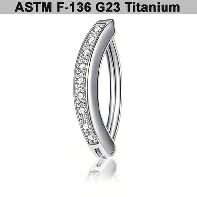 Εμφύτευμα βαθμού Titanium CZ Δαχτυλίδι κοιλιακού δακτυλίου Septum Ring Clicker Belly Clip Ομφαλός δαχτυλίδι Καμπύλο Barbell Piercing Jewelry 14G