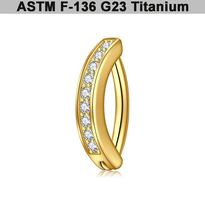 Εμφύτευμα βαθμού Titanium CZ Δαχτυλίδι κοιλιακού δακτυλίου Septum Ring Clicker Belly Clip Ομφαλός δαχτυλίδι Καμπύλο Barbell Piercing Jewelry 14G