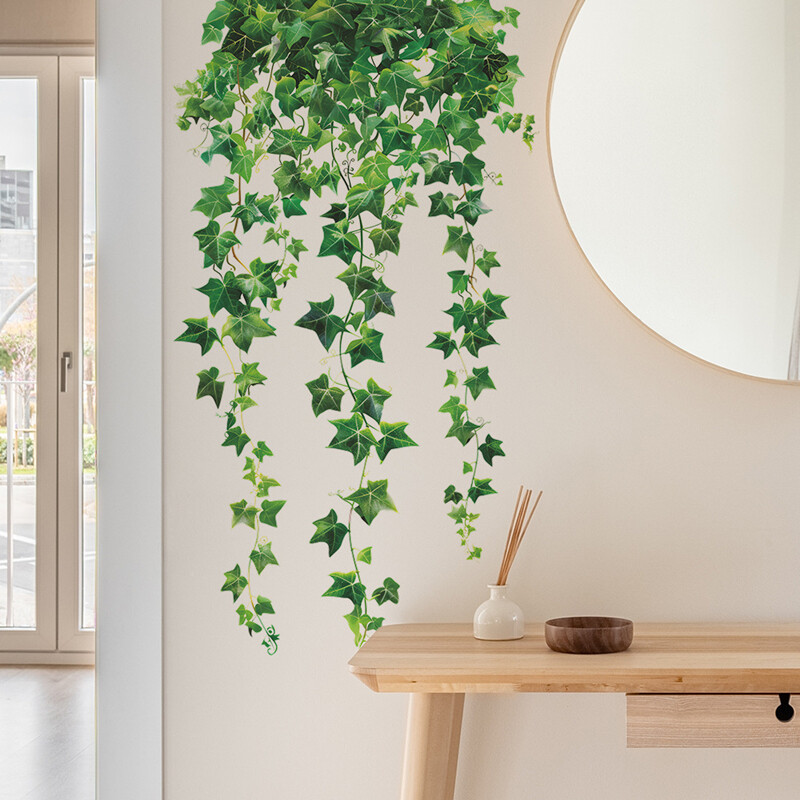 Αυτοκόλλητα τοιχογραφίας με 3D εφέ πράσινου αμπέλου στον τοίχο της πόρτας του δωματίου για διακόσμηση σπιτιού Φρέσκα σκηνικά PVC ταπετσαρία