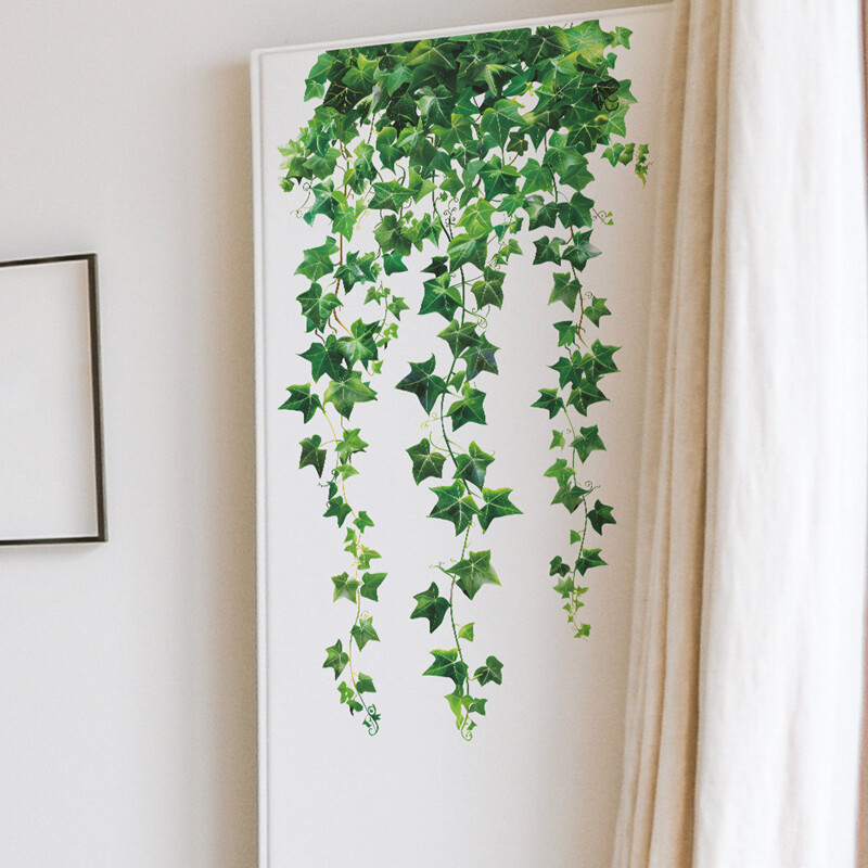 Αυτοκόλλητα τοιχογραφίας με 3D εφέ πράσινου αμπέλου στον τοίχο της πόρτας του δωματίου για διακόσμηση σπιτιού Φρέσκα σκηνικά PVC ταπετσαρία