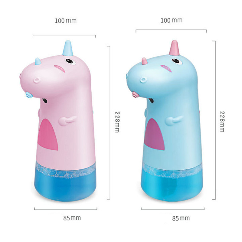 250 ml aranyos Unicorn automatikus újratölthető akkumulátoros szappanadagoló hab rajzfilm érintésmentes kézfertőtlenítő flakon ABS gyerek fürdőszoba