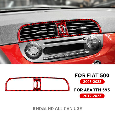 Valódi puha szénszálas matrica Fiat 500-hoz 2008 2009-2014 2015 Fiat Abarth 595 2012 2013 2014 autóközpont konzol légkimenet