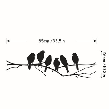 Cute Little Birds on the Tree Branch Vinyl 3D αυτοκόλλητα τοίχου Διακόσμηση σπιτιού για δωμάτια Παράθυρο πόρτας Ψυγείο Μαύρη σκαλιστή ταπετσαρία