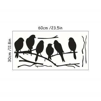 Cute Little Birds on the Tree Branch Vinyl 3D αυτοκόλλητα τοίχου Διακόσμηση σπιτιού για δωμάτια Παράθυρο πόρτας Ψυγείο Μαύρη σκαλιστή ταπετσαρία