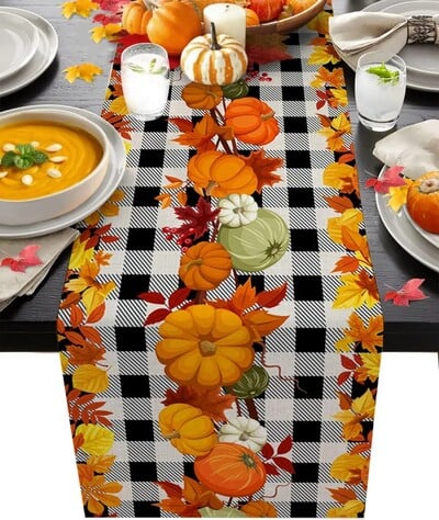 Dan zahvalnosti Bundeva Jesen Javorovo lišće Smeđe platno Staze za stol Jesenska komoda Šalovi Svadbena zabava Kuhinjski stol za blagovanje