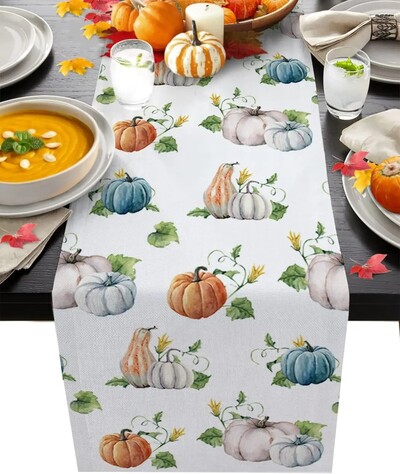 Dan zahvalnosti Bundeva Jesen Javorovo lišće Smeđe platno Staze za stol Jesenska komoda Šalovi Svadbena zabava Kuhinjski stol za blagovanje