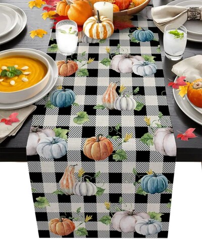 Dan zahvalnosti Bundeva Jesen Javorovo lišće Smeđe platno Staze za stol Jesenska komoda Šalovi Svadbena zabava Kuhinjski stol za blagovanje