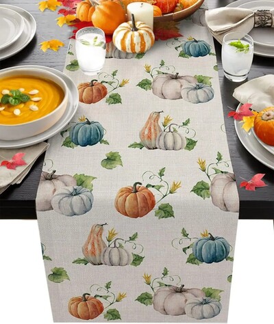 Dan zahvalnosti Bundeva Jesen Javorovo lišće Smeđe platno Staze za stol Jesenska komoda Šalovi Svadbena zabava Kuhinjski stol za blagovanje