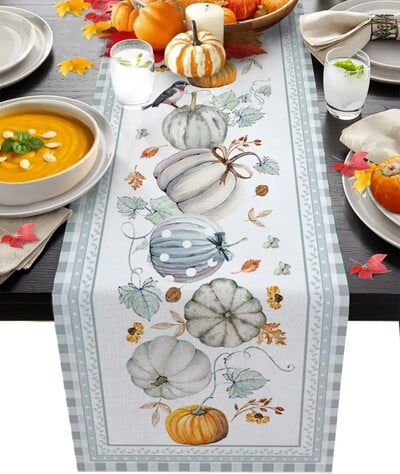 Dan zahvalnosti Bundeva Jesen Javorovo lišće Smeđe platno Staze za stol Jesenska komoda Šalovi Svadbena zabava Kuhinjski stol za blagovanje