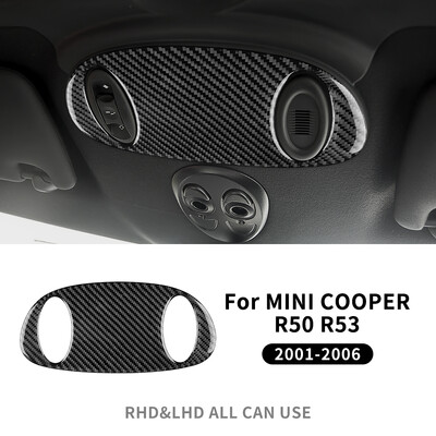 Pre Mini Cooper Hatch One R50 R53 2001-2006 Strešné svetlo na čítanie, kryt konzoly, lem, nálepka z mäkkých uhlíkových vlákien