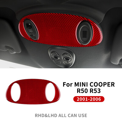 Pre Mini Cooper Hatch One R50 R53 2001-2006 Strešné svetlo na čítanie, kryt konzoly, lem, nálepka z mäkkých uhlíkových vlákien