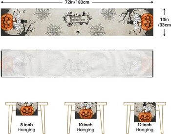 Διακόσμηση Halloween Τραπέζι Ορθογώνιο Τραπέζι Runner Pumpkin Ghost Black Cat Print Επιτραπέζιο πατάκι Runner τραπεζιού για διακόσμηση πάρτι σπιτιού