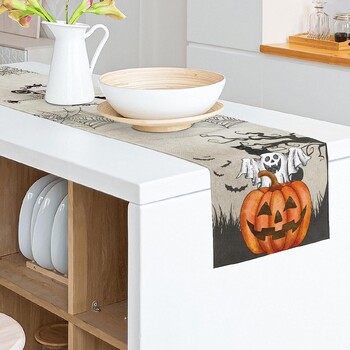 Διακόσμηση Halloween Τραπέζι Ορθογώνιο Τραπέζι Runner Pumpkin Ghost Black Cat Print Επιτραπέζιο πατάκι Runner τραπεζιού για διακόσμηση πάρτι σπιτιού