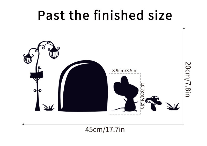 Juodas animacinis filmas Pelės skylutės raštas Sienų lipdukai Dekoras Menas Freska Kūdikių darželio kambario apdaila Sienų lipdukai Vinilo lipdukai PVC