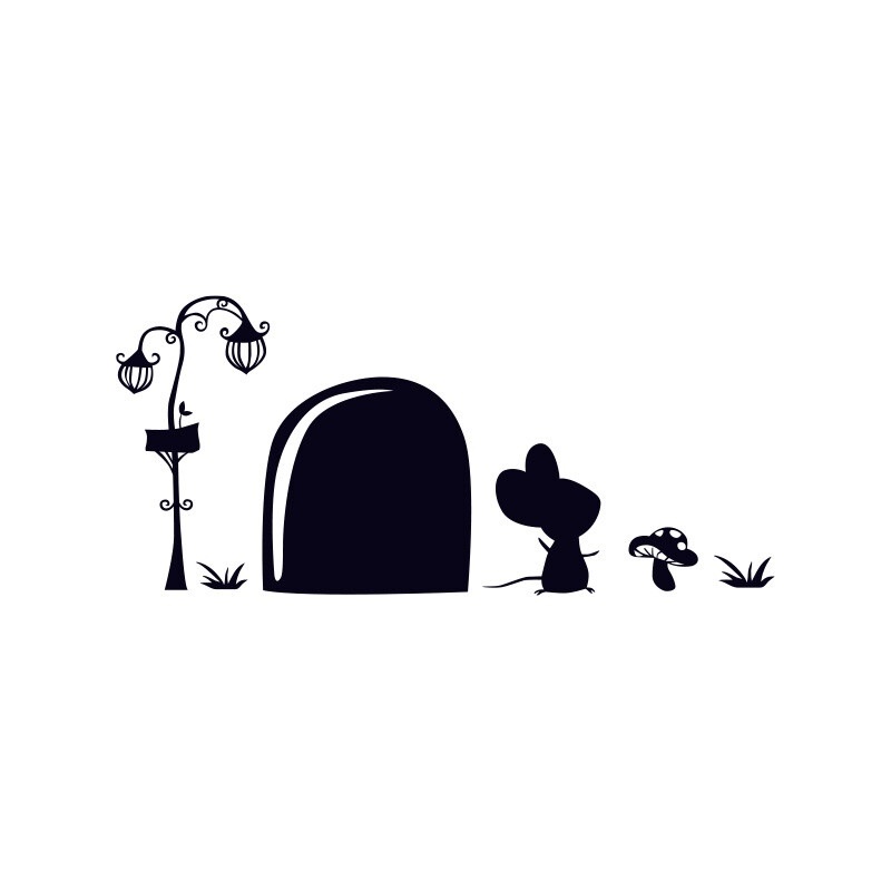 Juodas animacinis filmas Pelės skylutės raštas Sienų lipdukai Dekoras Menas Freska Kūdikių darželio kambario apdaila Sienų lipdukai Vinilo lipdukai PVC