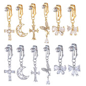 Nokte za pupak bez piercinga za žene Zlatno srebrna boja Bikini bijeli cirkon Mjesec leptir resica pupak nokat nakit za tijelo