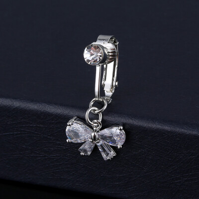 Nokte za pupak bez piercinga za žene Zlatno srebrna boja Bikini bijeli cirkon Mjesec leptir resica pupak nokat nakit za tijelo