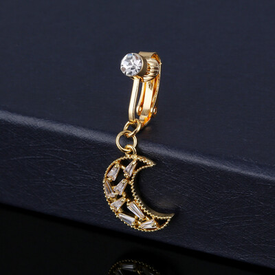 Nokte za pupak bez piercinga za žene Zlatno srebrna boja Bikini bijeli cirkon Mjesec leptir resica pupak nokat nakit za tijelo