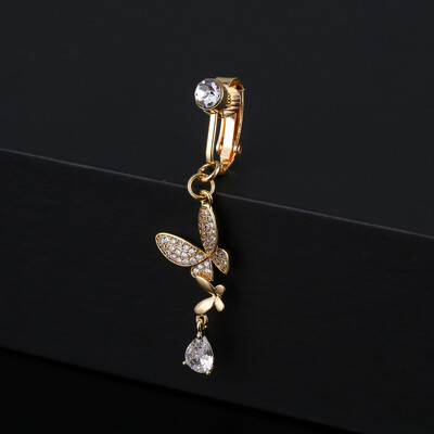 Nokte za pupak bez piercinga za žene Zlatno srebrna boja Bikini bijeli cirkon Mjesec leptir resica pupak nokat nakit za tijelo