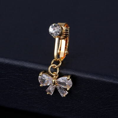 Nokte za pupak bez piercinga za žene Zlatno srebrna boja Bikini bijeli cirkon Mjesec leptir resica pupak nokat nakit za tijelo